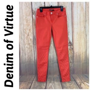 ➡️Denim of Virtue Blood Orange Red Skinny Size 27